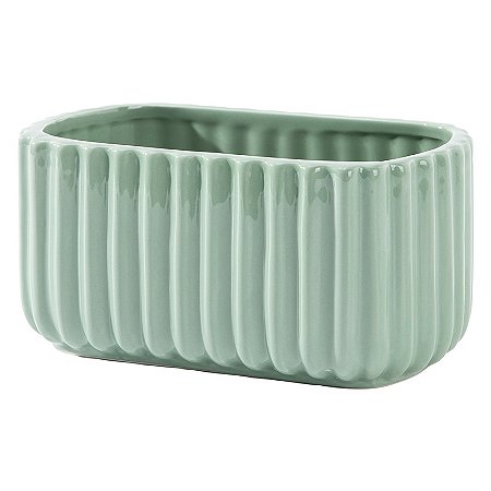 VASO DE CERAMICA NATURALE DECORATIVO VERDE - 8,5x17,5cm