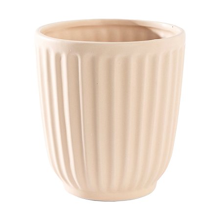 VASO DE CERAMICA DECORATIVO STRIATUS BEGE - 14cm