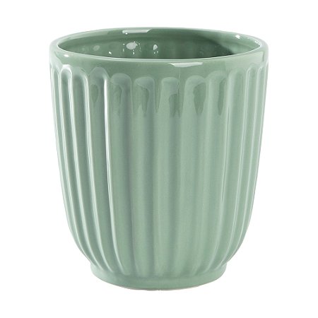 VASO DE CERAMICA DECORATIVO STRIATUS VERDE - 14cm