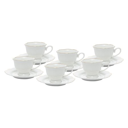 CJ 6 XICARAS CAFE PORCELANA MALDIVAS FIO DE OURO 80ml WOLFF