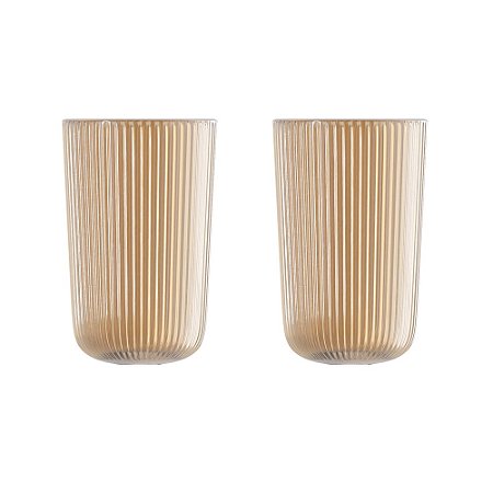 CJ 2 COPOS ALTOS DE VIDRO LINES AMBAR 450ML - WOLFF