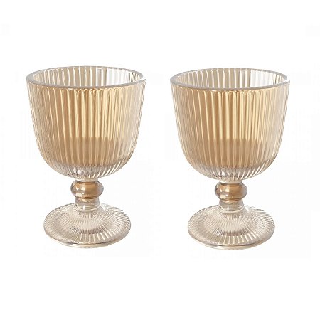 CJ 2 TACAS DE VIDRO LINES AMBAR 380ML - WOLFF