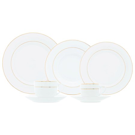 JG DE JANTAR 42 PÇ DE PORCELANA C/FIO DE OURO MONACO WOLFF