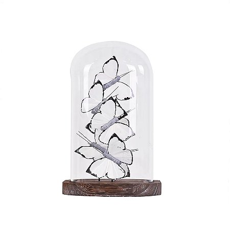 ESCULTURA DECORATIVA BORBOLETAS PAPEL BRANCA NA CUPULA  22cm