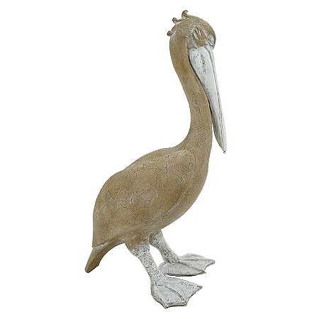 ESCULTURA PELICANO DECORATIVO EM RESINA 43,5CM