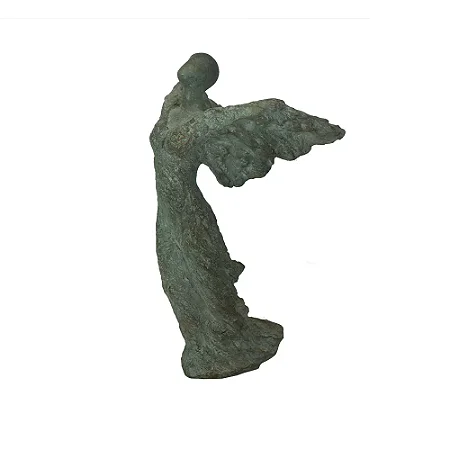 ESCULTURA ANJO DECORATIVA EM CIMENTO CINZA RUSTICO 32,5CM