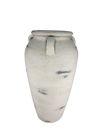 VASO DECORATIVO EM CERAMICA BRANCO RUSTICO 31,5CM
