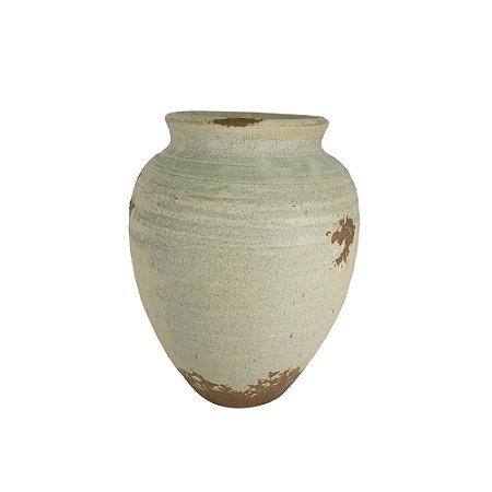 VASO DECORATIVO EM CERAMICA BEGE E MARROM 20CM