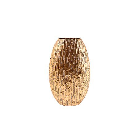 VASO DECORATIVO TEXTURAS EM METAL DOURADO - 60cm