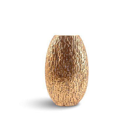 VASO TEXTURAS DECORATIVO EM METAL DOURADO - 60CM
