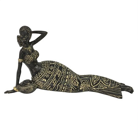 ESCULTURA AFRICANA DECORATIVA DE RESINA DEITADA