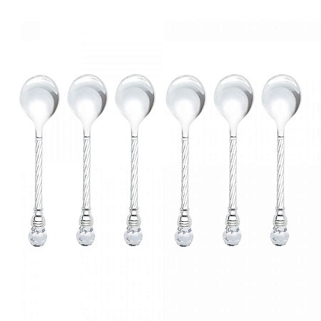 CJ 6 COLHERES CAFE DE ZAMAC NIQUELADO CRYSTAL 11CM - WOLFF