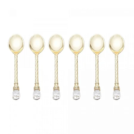 CJ 6 COLHERES DE CAFE DE ZAMAC CRYSTAL DOURADA 11CM - WOLFF