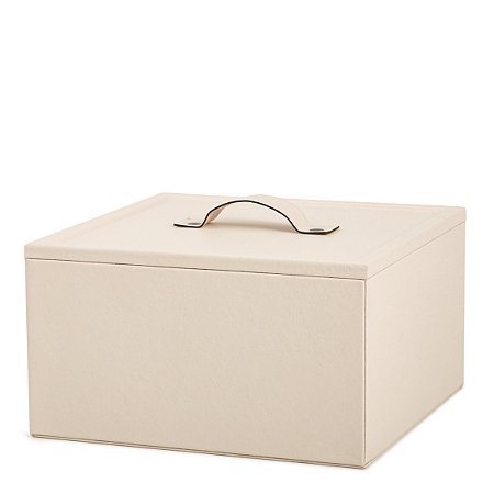 CAIXA EM MDF COM REVESTIMENTO EM PU OFF WHITE MART 17,5x10cm