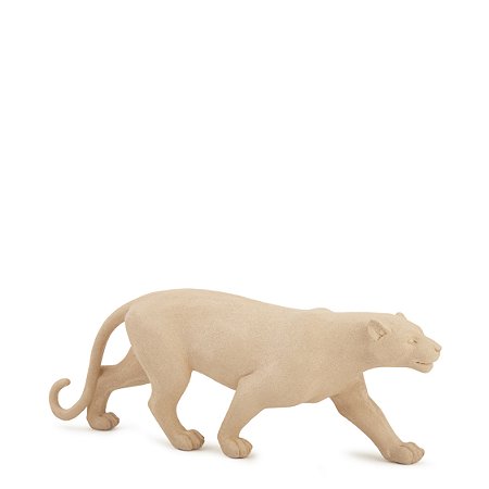 ESCULTURA LEOPARDO EM POLIRRESINA BEGE MART 36cm