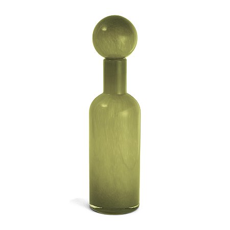 VASO GARRAFA COM ESFERA DECOR EM VIDRO VERDE MART 38cm