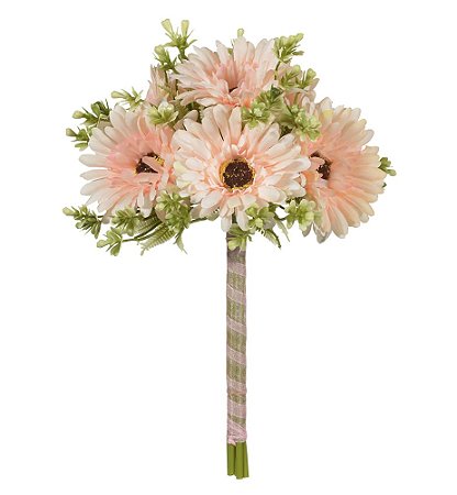 BUQUE DE FLORES GERBERA RAMALHETE C/FITA X7 COR PESSEGO 30cm