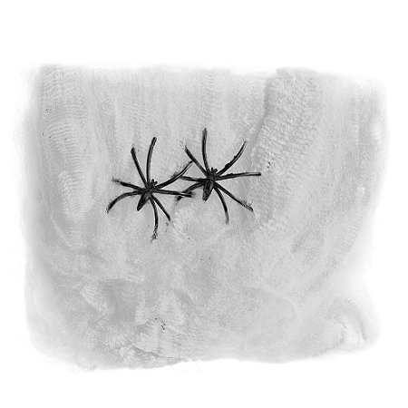 KIT C/ 10 TEIAS DE ARANHA HALOWEEN BRANCA DE POLIESTER 20G