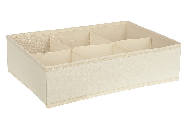 CAIXA ORGANIZADOR DOBRAVEL LINHO C/6 COMPARTIMENTOS OFFWHITE