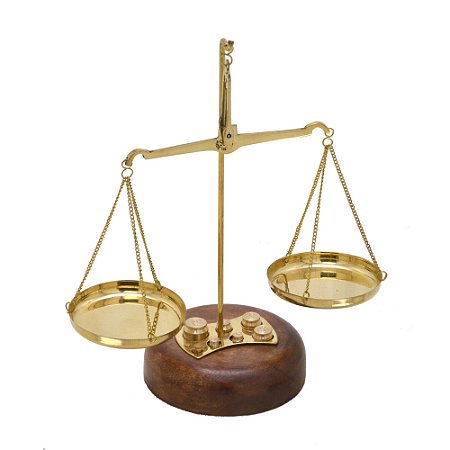 ESCULTURA BALANCA DA JUSTICA DECOR EM MADEIRA E METAL 24cm