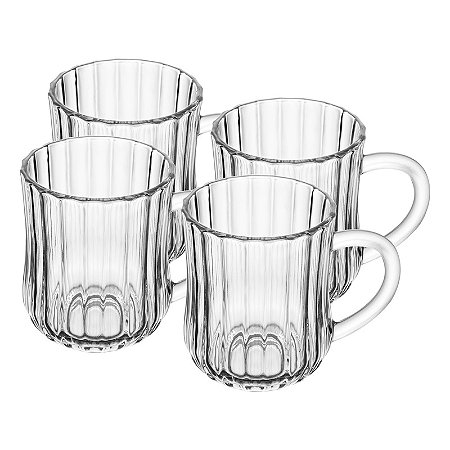 CJ 4 CANECAS DE VIDRO CLASSIC 210ML - WOLFF