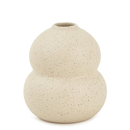 MINIVASO EM CERAMICA BEGE ONDULADO MART 12CM