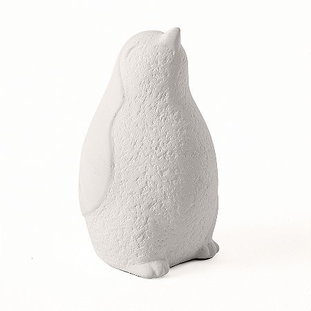 ESCULTURA PINGUIM EM CIMENTO BRANCO MART - 13cm