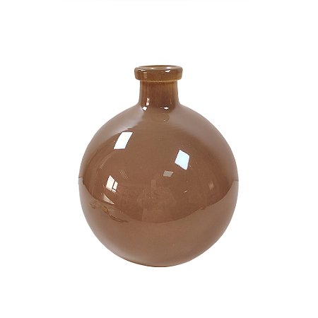 VASO DECORATIVO EM VIDRO MARROM - 28,5cm