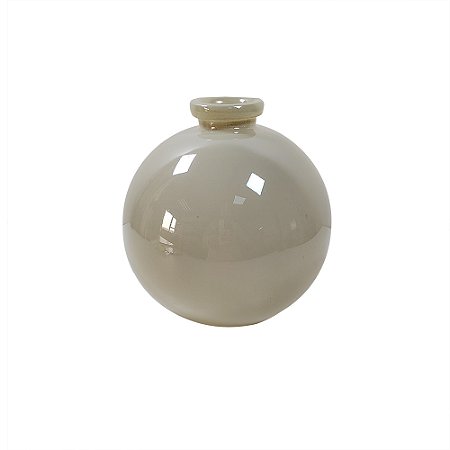 VASO DECORATIVO EM VIDRO BEGE CLARO - 19,5cm