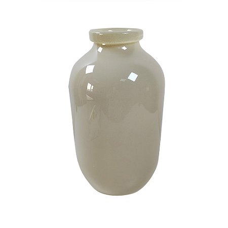VASO DECORATIVO EM VIDRO BEGE CLARO - 34,5cm
