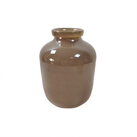 VASO DECORATIVO EM VIDRO MARROM - 22,5cm
