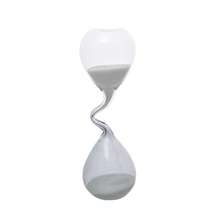AMPULHETA EM VIDRO DEGRADE FUME/TRANSP E AREIA BRANCA 24cm