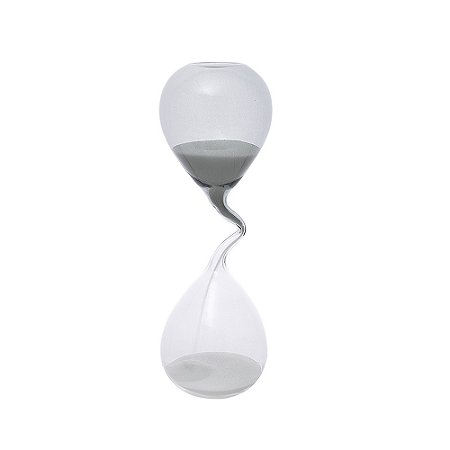 AMPULHETA EM VIDRO DEGRADE FUME/TRANSP E AREIA BRANCA 19,5cm