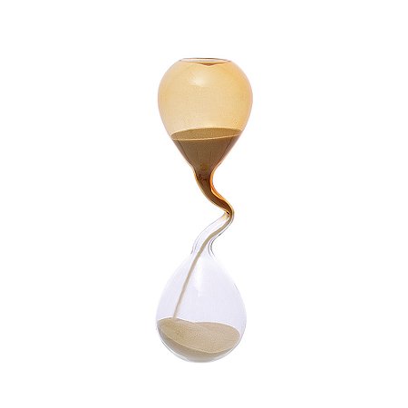 AMPULHETA EM VIDRO DEGRADE AMBAR/TRANSP E AREIA BEGE 19,5cm