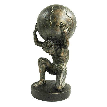 ESCULTURA DECORATIVA ATLAS DE RESINA BRONZE - 41cm