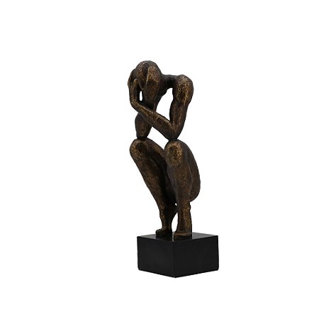 ESCULTURA EM RESINA HOMEM ABAIXADO BRONZE - 46cm
