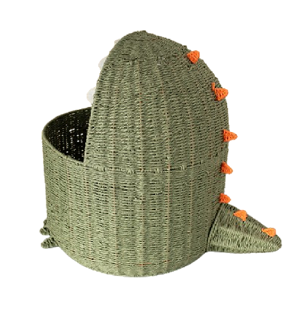 CESTO DECORATIVO DINOSSAURO VERDE 40CM DE CORDA - OIKOS