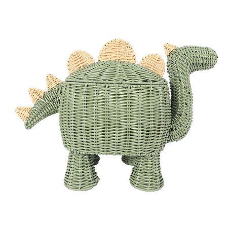 CESTO C/TAMPA DINOSSAURO VERDE 60CM TEXTURA RATTAN - OIKOS