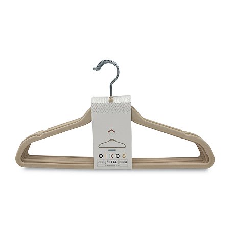 CONJUNTO DE CABIDES DE VELUDO BEGE 8PCS - OIKOS BEGE