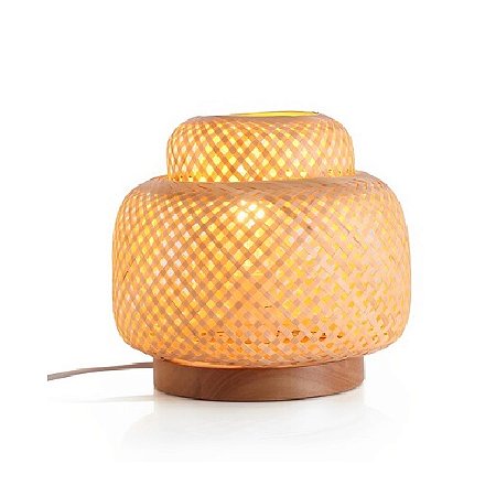 LUMINARIA DE MESA COLMEIA DE BAMBU BOHO 26CM - OIKOS NATURAL