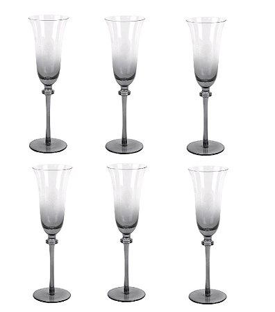 CJ DE TACAS DE CHAMPAGNE CINZA E TRANSPARENTE 6 PCS - 150ml