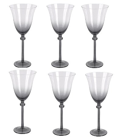 CONJ DE TACAS DEGRADE EM CINZA E TRANSPARENTE 6 PCS - 300ml