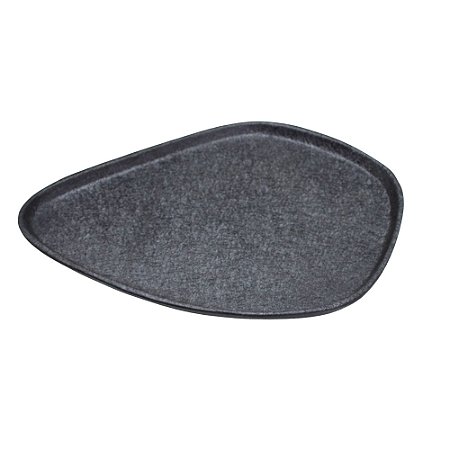 BANDEJA ORGANICA DECORATIVA EM METAL PRETO - 26,5X20CM