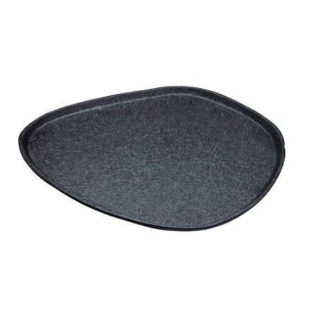 BANDEJA ORGANICA DECORATIVA EM METAL PRETO - 33X29CM
