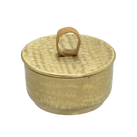 CAIXA PORTA JOIA DECOR EM METAL DOURADO C/TAMPA - 8,5x15cm