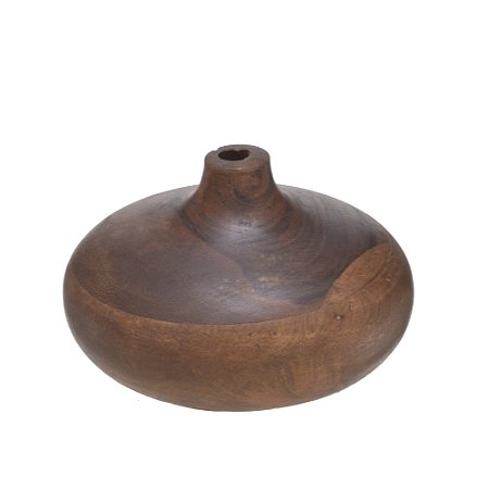 VASO GARRAFA DECORATIVO EM MADEIRA MARROM - 7CM