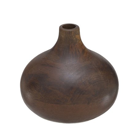 VASO GARRAFA MARROM DECORATIVO EM MADEIRA - 10,5CM