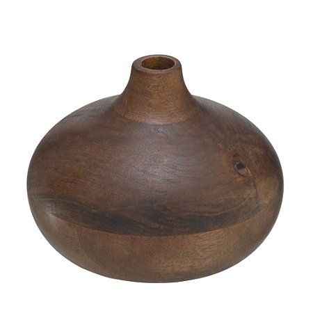 VASO GARRAFA DECOR EM MADEIRA NA COR MARROM - 9,5X12,5CM