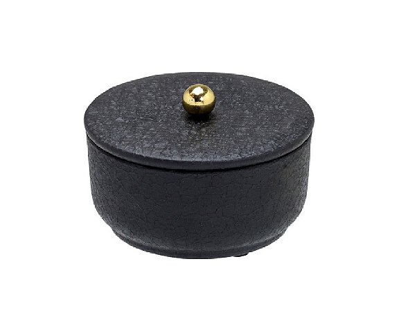 CAIXA PORTA JOIA DECORATIVA EM METAL PRETO - 9,5x13,5cm
