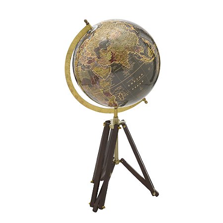 GLOBO TERRESTRE  DECORATIVO DOURADO/MARROM/PRETO 56,5CM